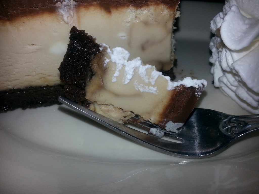 A bite of Mocha Cheesecake from the Cheesecake Factory