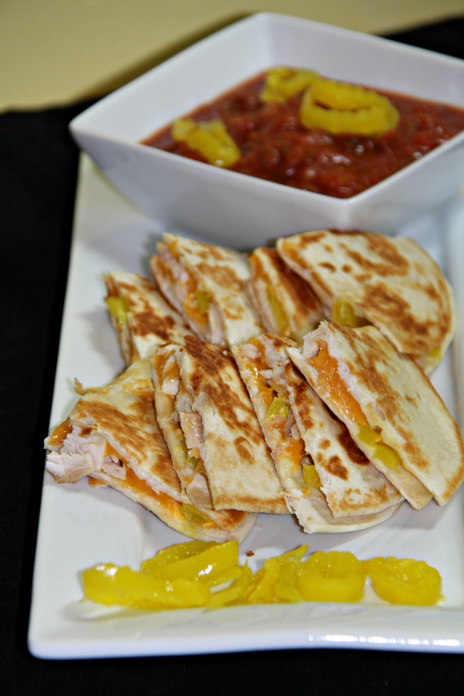 Chicken, cheese, and pepper quesadillas