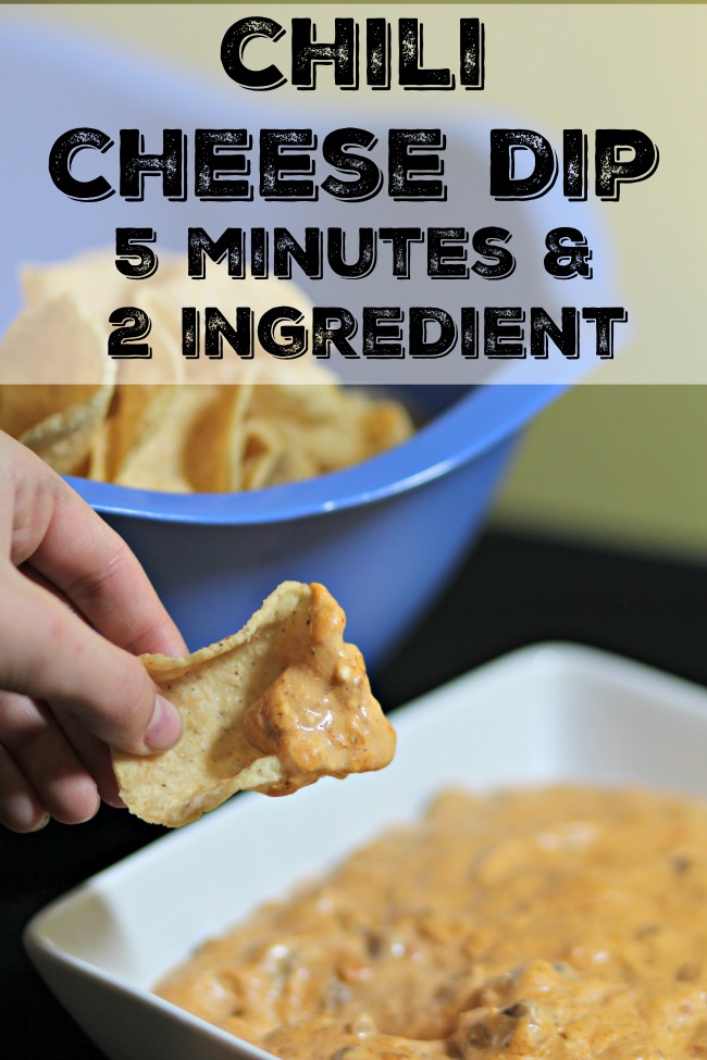 chili cheese dip- simple, 5 minute, 2 ingredient dip, great with nachos